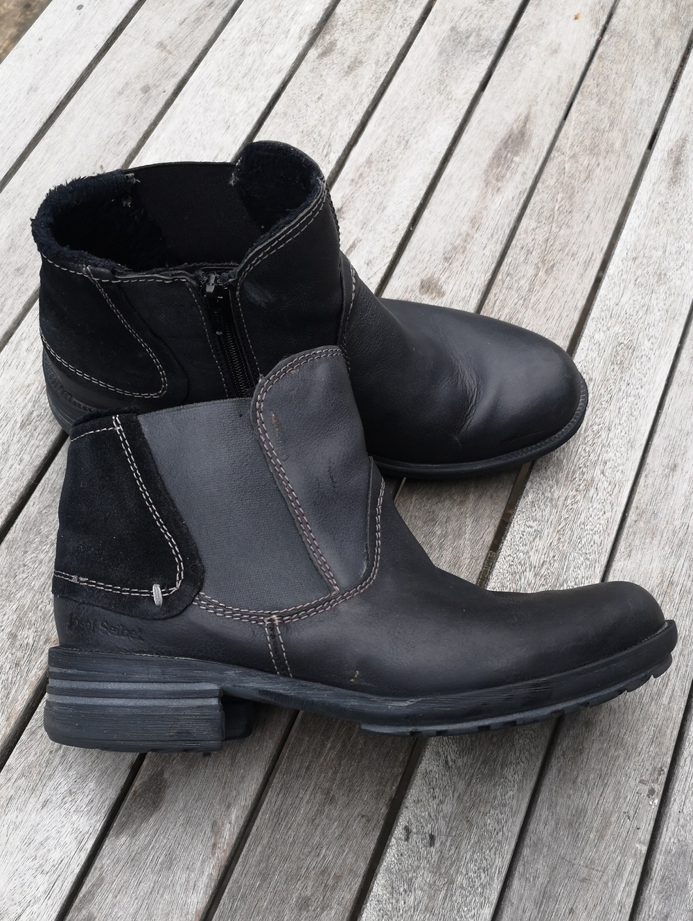 Josef Seibel black leather ankle boots